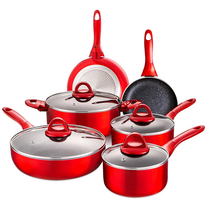 10pc Set Aluminum Frying Soup Pans and Steak Pans With Lid