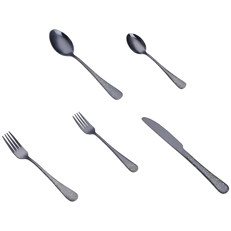 Stainless Steel Titanium-Plated Gunmetal Grey Cutlery Set