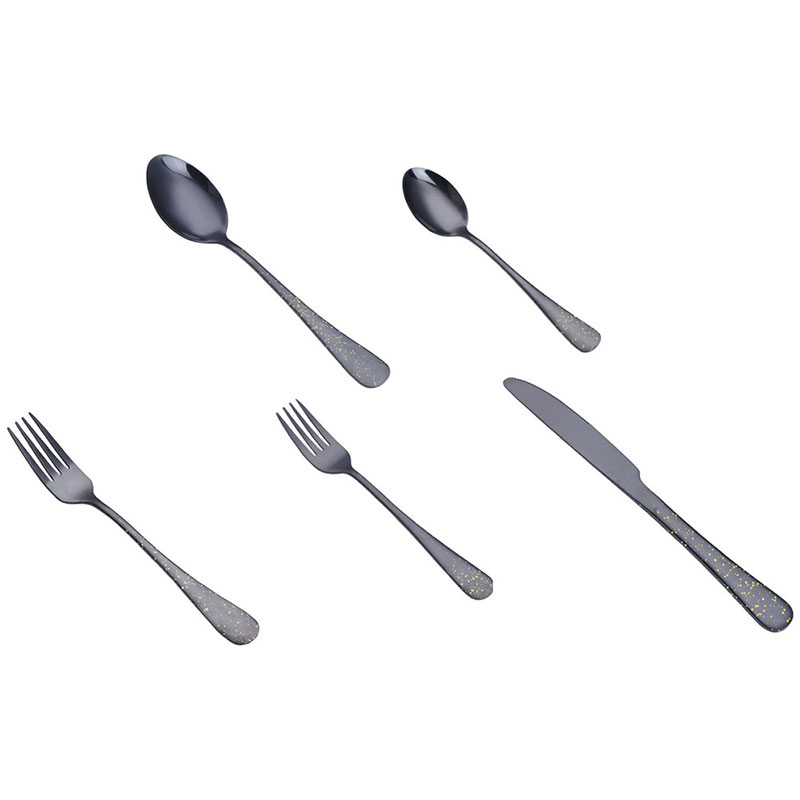 Stainless Steel Titanium-Plated Gunmetal Grey Cutlery Set